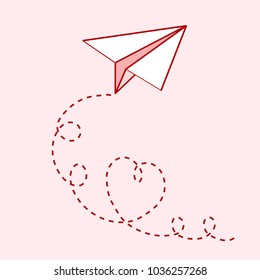 Love travel design with paper airplane, stock vector illustration