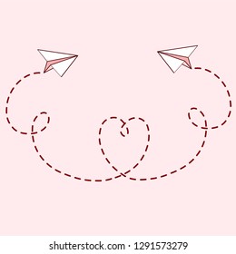 Travel Love Airplane Route Heart Dashed Stock Vector (Royalty Free ...