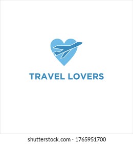 Love Travel Logo Design Template in blue