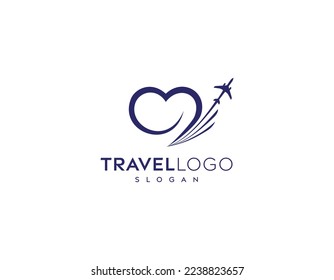 Love Travel Logo Design-Love to fly symbol-Travel Love Logo, Editable Vector Logo, Love Trip Tour Vector Logo Design Template