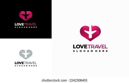 Logotipo de viaje de amor vectores de concepto, símbolo del logotipo de las agencias de viajes