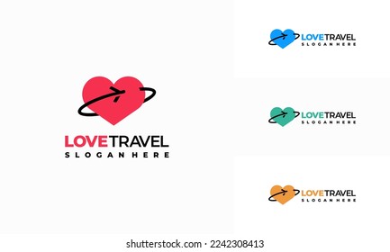 Logotipo de viaje de amor vectores de concepto, símbolo del logotipo de las agencias de viajes