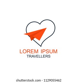 Love travel logo vector flat