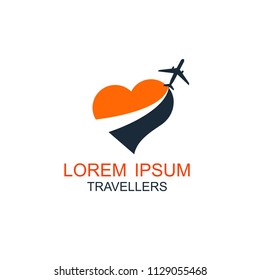 Love travel logo vector flat