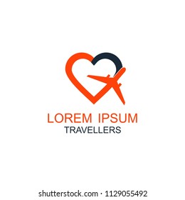 Love travel logo vector flat