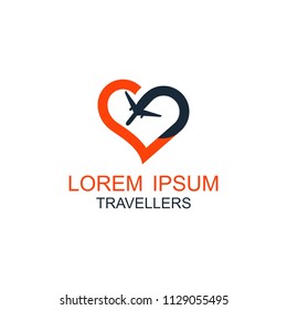 Love travel logo vector flat
