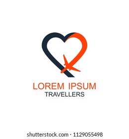 Love travel logo vector flat