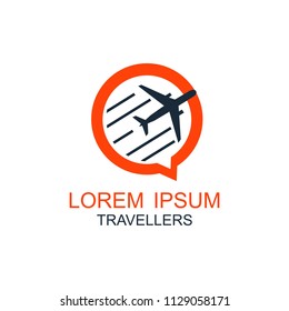 Love travel logo vector flat, ballon vector with airplane