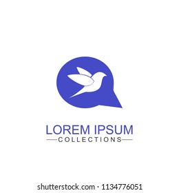 Love travel logo vector flat, ballon vector with bird