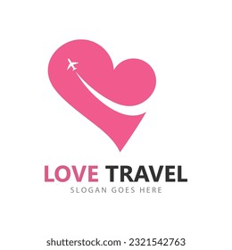 Love travel logo vector icon template design 