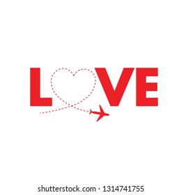 Love travel t-shirt design. love heart path. heart dashed route.