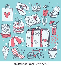 I love traveling! Cartoon vector set