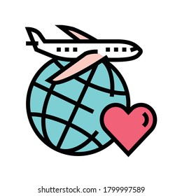 love for traveling color icon vector. love for traveling sign. isolated symbol illustration