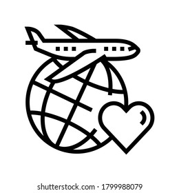 love for traveling line icon vector. love for traveling sign. isolated contour symbol black illustration