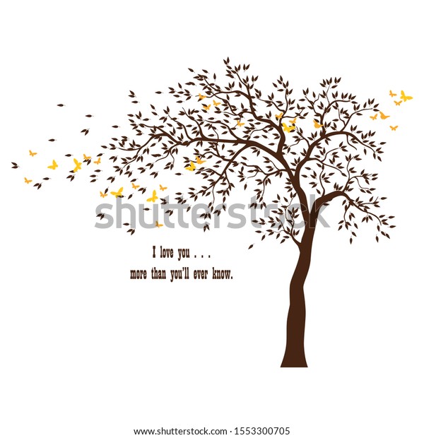 Love Tree and Birds with Inspiring Quotes - Vector