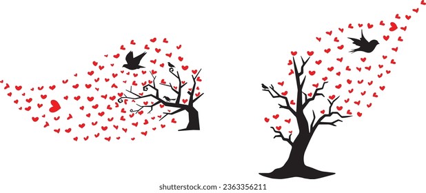  Love tree with birds Svg, Heart Tree SVG Cut File svg