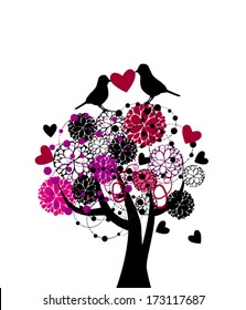 love Tree with birds. Vector