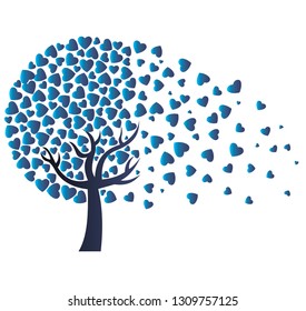 love tree with blue heart leaves 