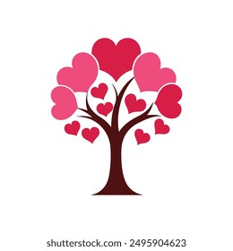 Love tree color vector illustration, perfect for romantic designs and wedding decorations.