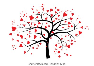 love tree color vector illustration, perfect for romantic design.