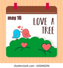 Love a Tree Day. Suitable for banner, poster, greeting card, mug, shirt, template and print advertising. Vector Illustration