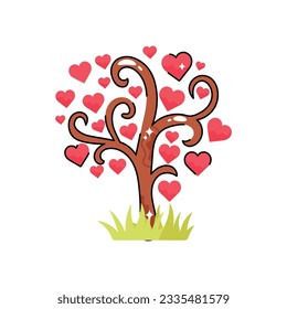 Love tree doodle vector outline icon. EPS 10 file