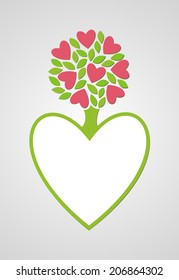 Love tree. Frame for text. Vector illustration.