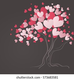 Love tree with heart leaves
