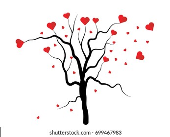 Love tree with heart leaves