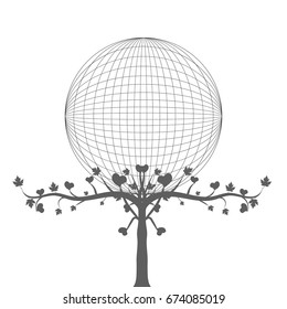 Love tree with heart leaves around the world