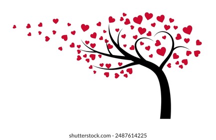 love tree with heart leaves, Valentine tree, love, leaf from hearts