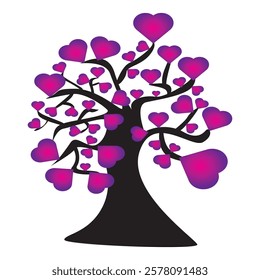 love tree with heart leaves, Valentine tree, love, stylized love tree made of hearts with a message