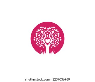 Love tree with heart leaves vector illustration
