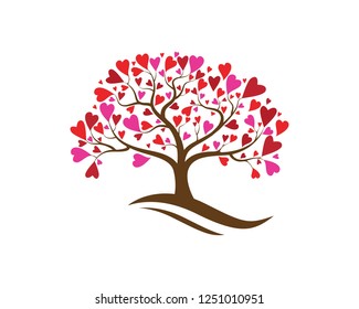 Love tree with heart leaves vector illustration