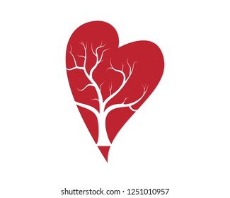 Love tree with heart leaves vector illustration