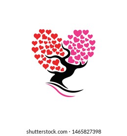 Love tree with heart leaves vector illustration