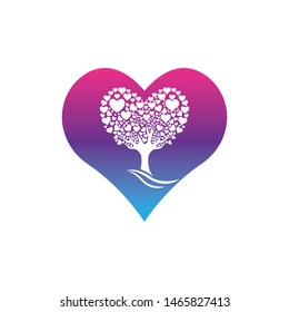 Love tree with heart leaves vector illustration