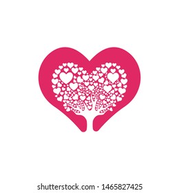 Love tree with heart leaves vector illustration