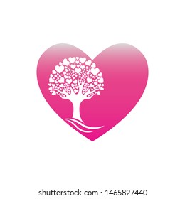 Love tree with heart leaves vector illustration