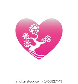 Love tree with heart leaves vector illustration