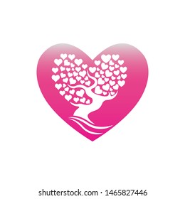 Love tree with heart leaves vector illustration