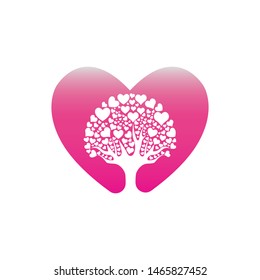 Love tree with heart leaves vector illustration