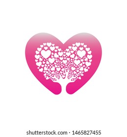 Love tree with heart leaves vector illustration