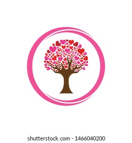 Love tree with heart leaves vector illustration