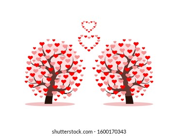  Love tree with heart leaves. Vector illustration.