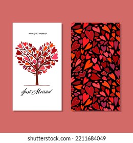 Love tree, heart shape. Concept art for wedding, valentine. Creative ideas for cards, banner, web, promotional materials. Corporate identity template. Vector illustration