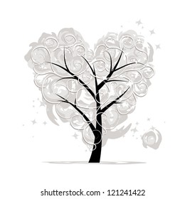 Love tree, heart shape for your design