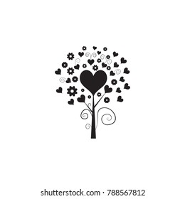 love tree with hearts icon. Valentine's Day elements. Premium quality graphic design icon. Simple love icon for websites, web design, mobile app, info graphics on white background