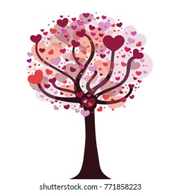 Love tree with hearts vector illustration