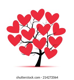 Love tree with hearts for your design